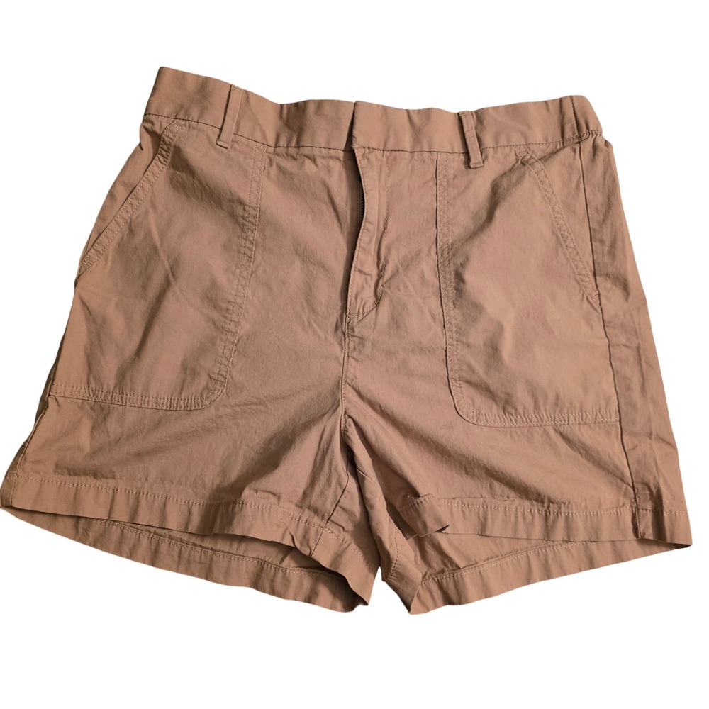 Banana Republic Safari Utility Shorts Tan Khaki High Rise Elastic Waist Size 8